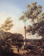 Canaletto Capriccio: River Landscape with a Column f oil painting artist