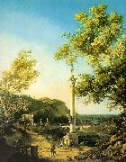 Canaletto Capriccio-River Landscape with a Column, a Ruined Roman Arch and Reminiscences of England China oil painting reproduction