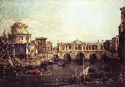 Canaletto Capriccio: The Grand Canal, with an Imaginary Rialto Bridge and Other Buildings fg oil painting on canvas