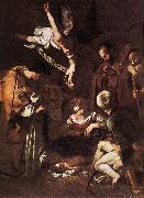 Caravaggio Nativity with St Francis and St Lawrence fdg oil painting artist