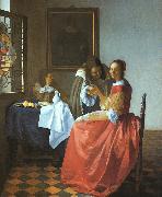 JanVermeer A Lady and Two Gentlemen oil painting on canvas
