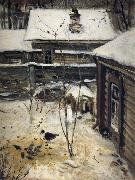 A.K.Cabpacob Yard-Winter oil painting artist