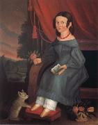 Anonymous Girl with A Grey Cat oil painting reproduction