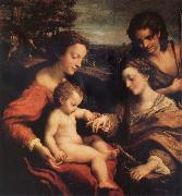 Correggio The marriage mistico of Holy Catalina with San Sebastian oil