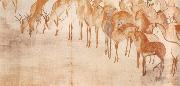 Caravaggio poem scroll with deer oil painting artist