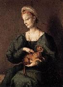 BACCHIACCA Woman with a Cat oil painting on canvas