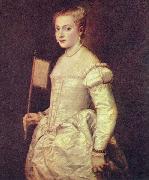 Titian Portrat einer Dame in Weib oil painting reproduction