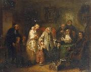 Anonymous Young widow and four children at the opening of the last will oil