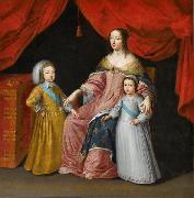 Anonymous Anna of Austria with her children oil painting on canvas
