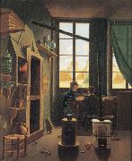 Anonymous Goldsmith's workshop with two apprentices oil painting reproduction