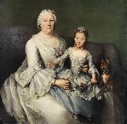 Anonymous Adelige Dame mit kleinem Madchen und Schobhundchen oil painting artist