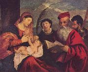 Titian Maria mit dem Kinde, dem Hl. Stephan, Hl. Hieronymus und Hl. Mauritius oil painting on canvas