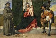 Titian La Virgen con el Nino, entre San Antonio de Padua y San Roque oil painting artist