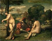 Giorgione Concerr Champetre (mk08) oil painting on canvas