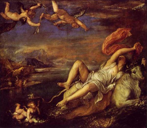  The Rape of Europa  is a bold diagonal composition which was admired and copied by Rubens.