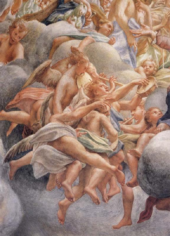  Assumption of the Virgin,details with angels bearing musical instruments